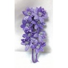 Satin Flowers with Clear Pearls on Stem Purple